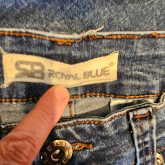 Royal Blue Mens 34x30 Straight Leg Jeans Classic Blue Denim casual whiskered - Picture 3 of 13
